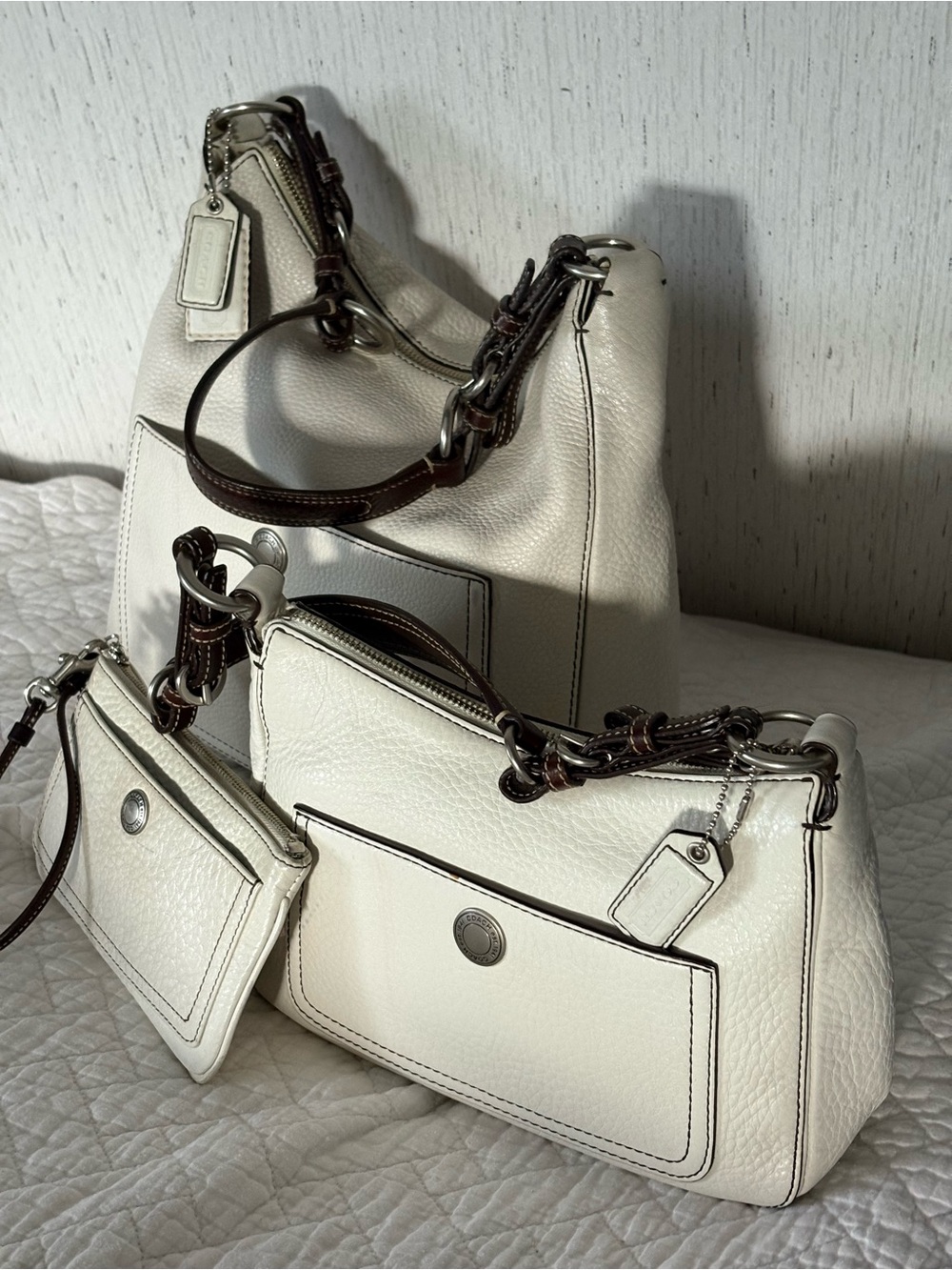 Coach Chelsea bundle white leather purse lot